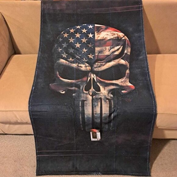 New Patriotic Skull Oversized US Flag Towel Beach Bath Pool Gift Cotton American - Picture 2 of 5
